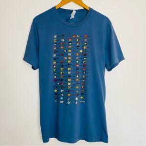 Guitar T Shirt Acoustic/ Electric Guitar Collection Size L Blue/ Grey